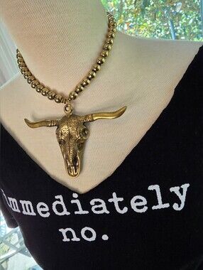 ♉️Taurus the Bull Goldtone Hematite Necklace - Only 1 Available🐂✨️ Handcrafted